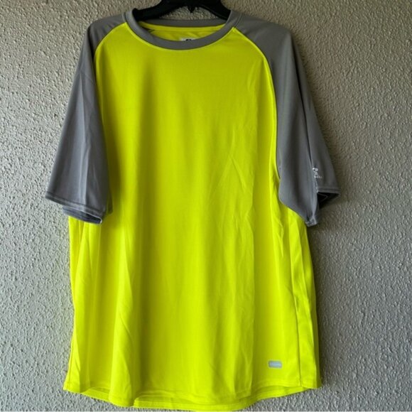 Russell Athletic Dri-Power Sports men’s T-Shirt Gray and Neon Yellow XL - Picture 1 of 6